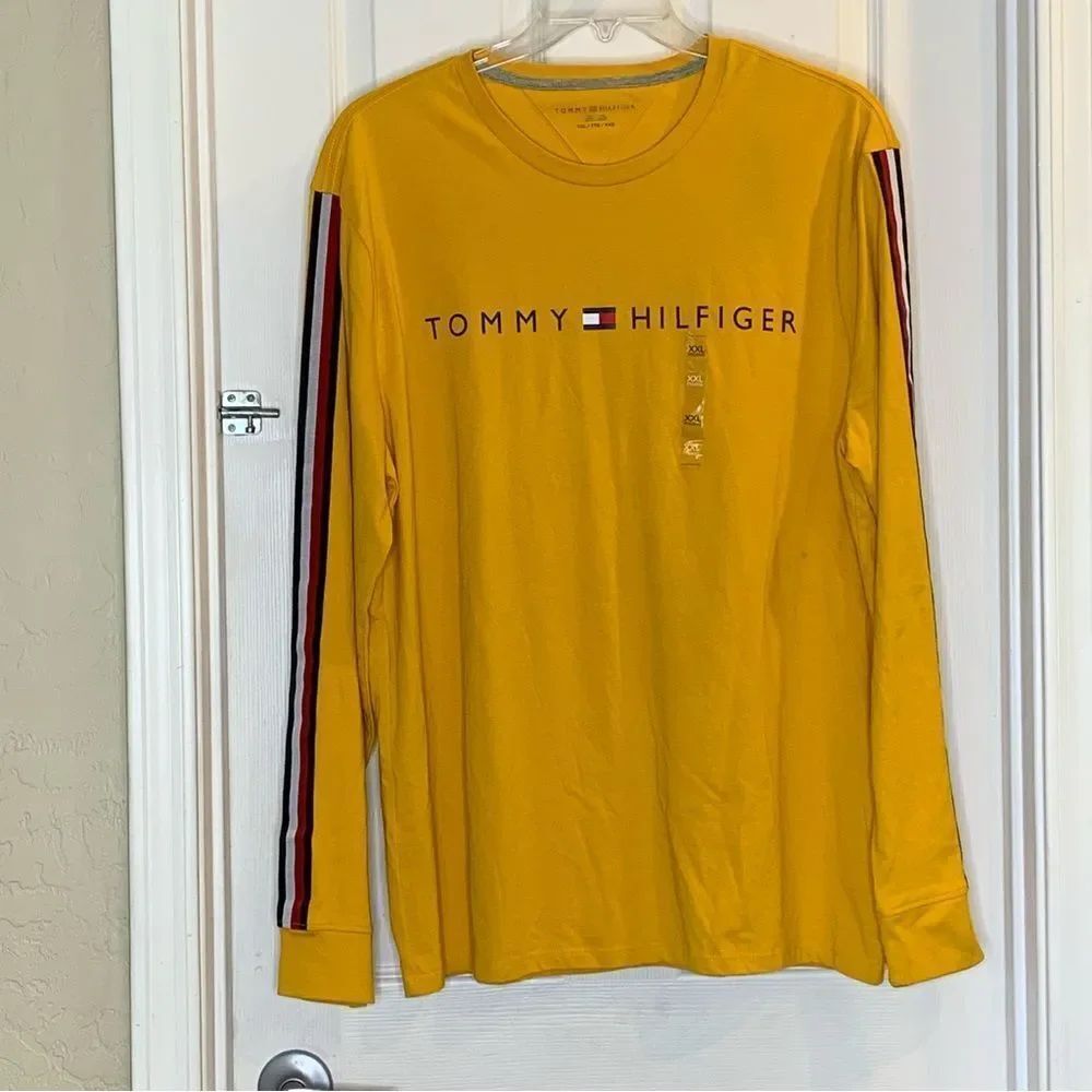 Tommy Hilfiger Mustard Long Sleeve with Striped Sleeves Size XXL